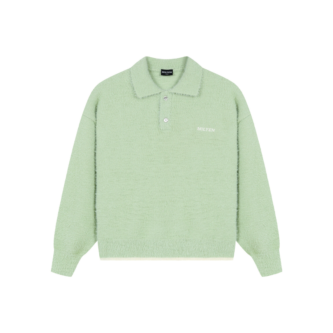 MOHAIR POLO SWEATER GREEN