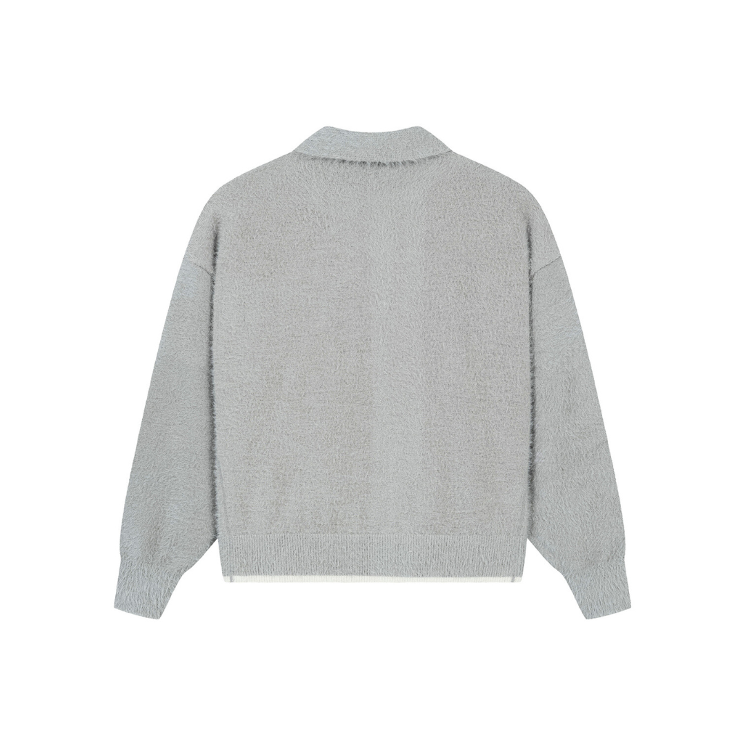 MOHAIR POLO SWEATER GREY