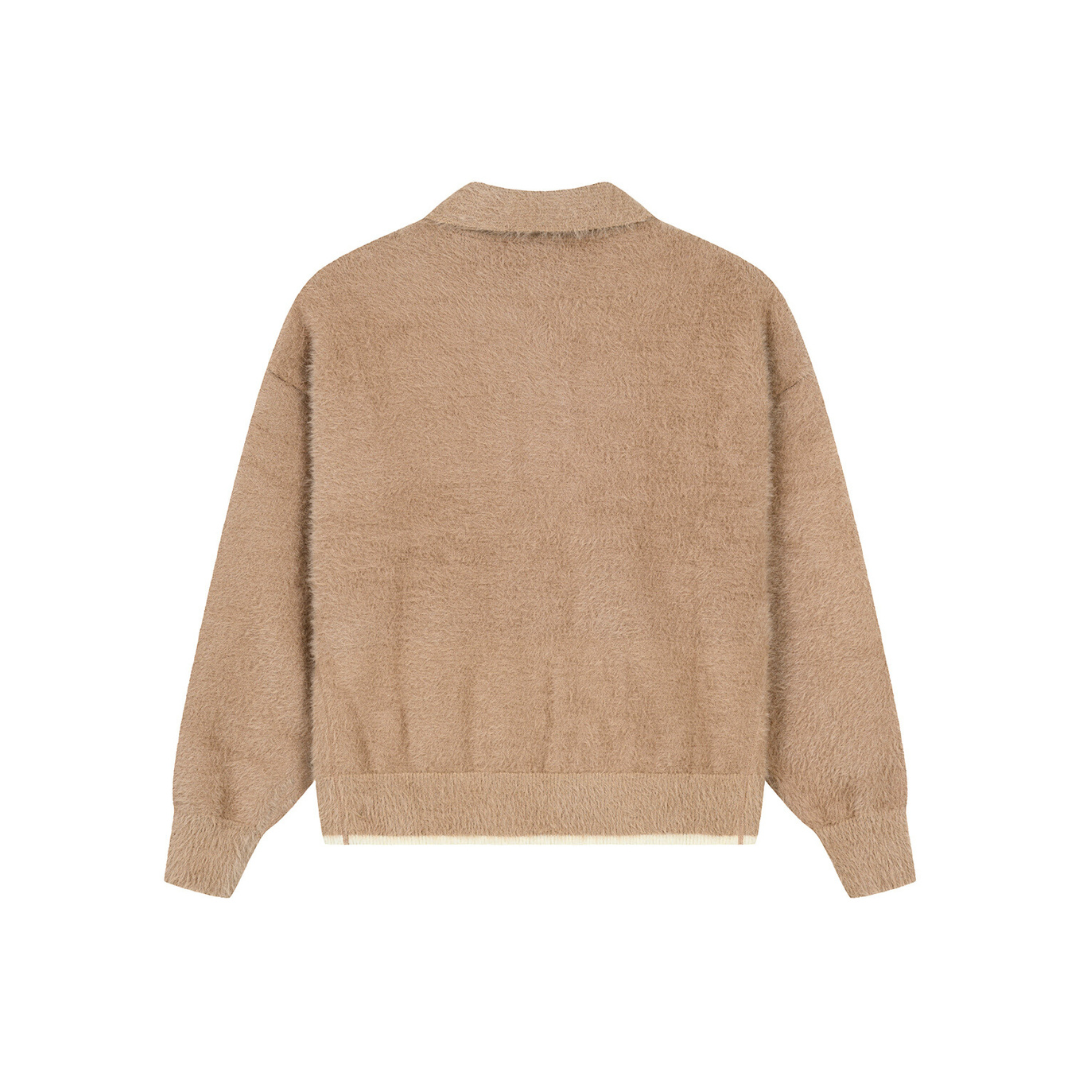 MOHAIR POLO SWEATER BROWN