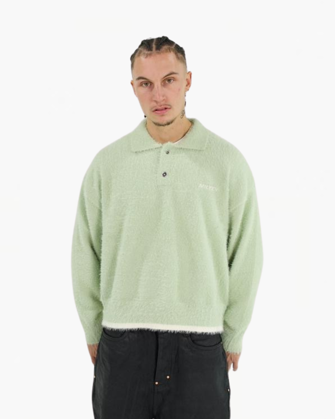 MOHAIR POLO SWEATER GREEN