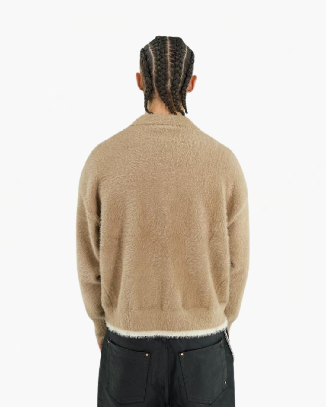 MOHAIR POLO SWEATER BROWN
