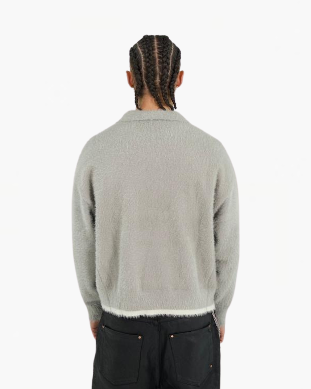MOHAIR POLO SWEATER GREY